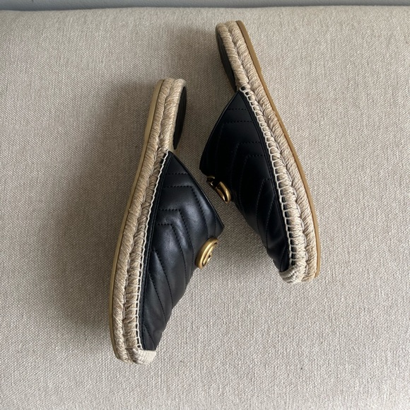 AUTH GUCCI Nappa Matelasse Marmont Espadrille Mules Size 38 - Picture 4 of 8